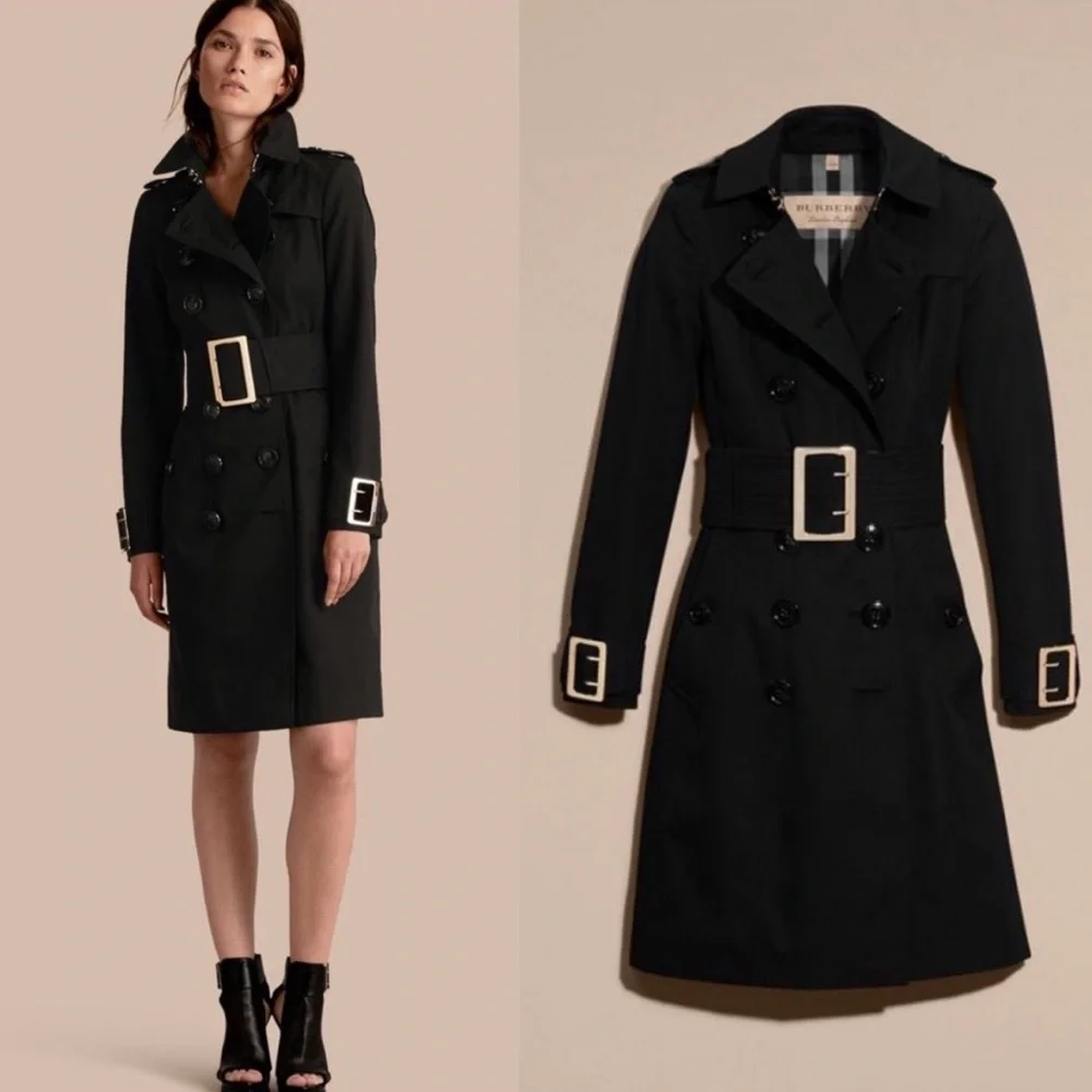 Burberry Limited Edition Gold Accents Black Trench Coat - Picture 2 of 12